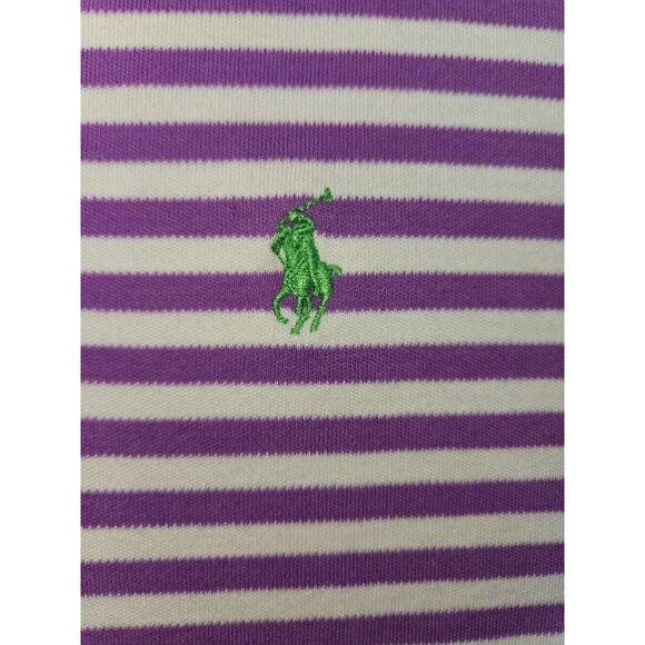 Polo Ralph Lauren Mens Polo XL Purple Striped Shirt Cotton - Picture 6 of 7
